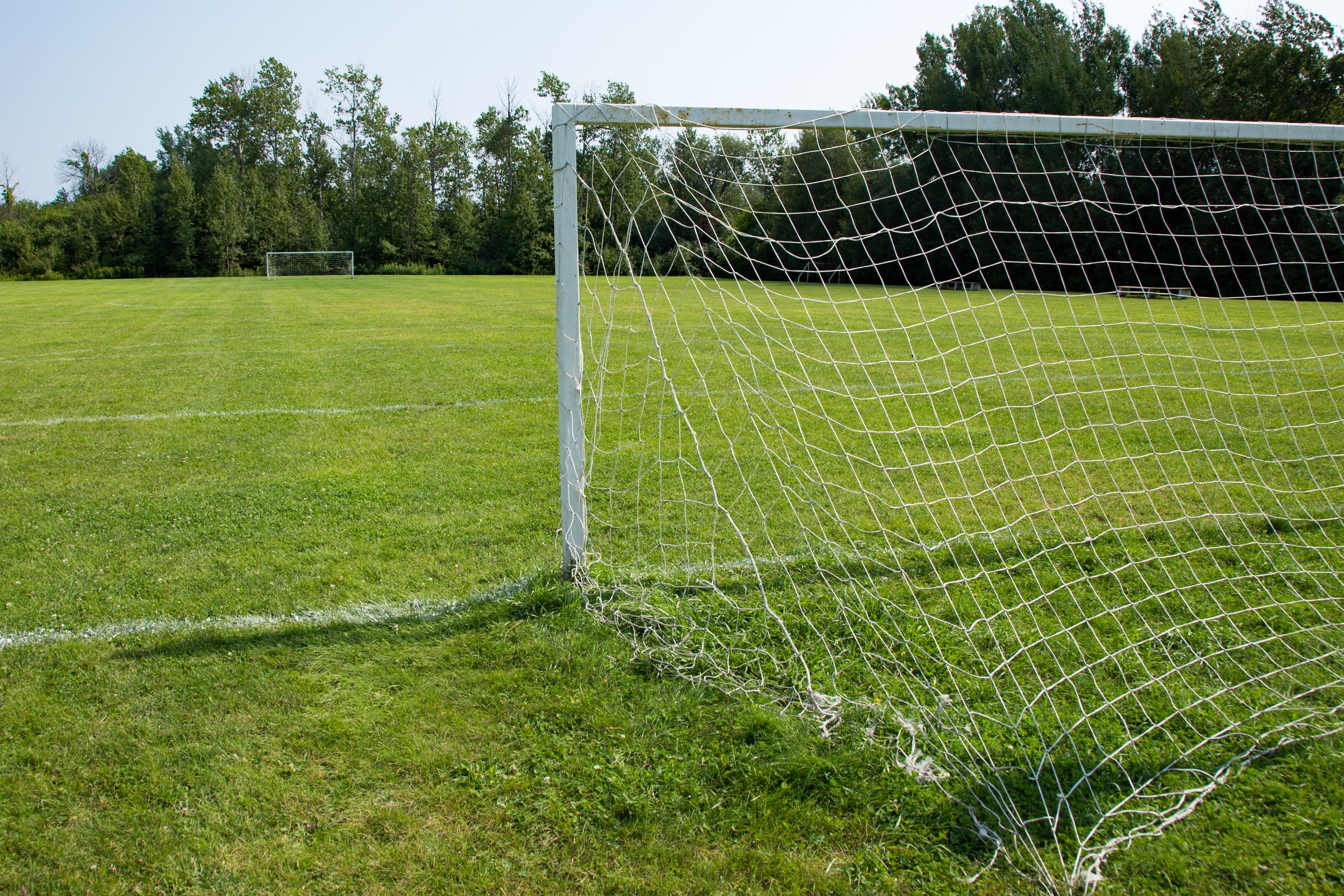 Outside soccer field and net